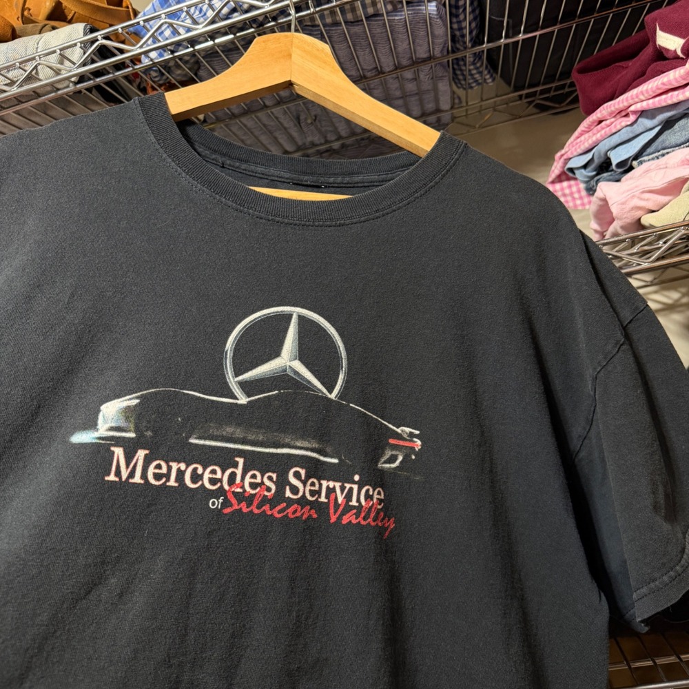 Vintage Mercedes Benz T-Shirt Mens XL Black Silicon Valley Service Graphic Tee